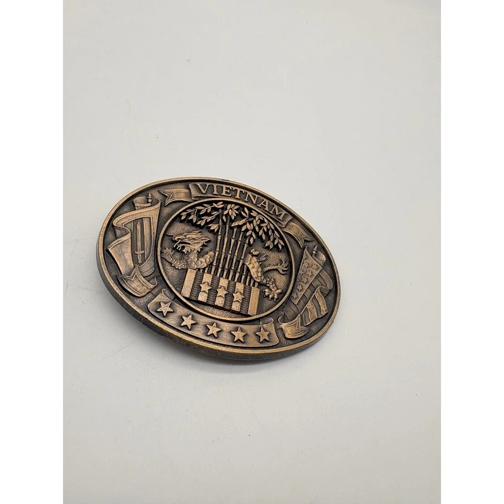 Vietnam War Commemorative Belt Buckle Antiqued‎ Bronze Dragon Military